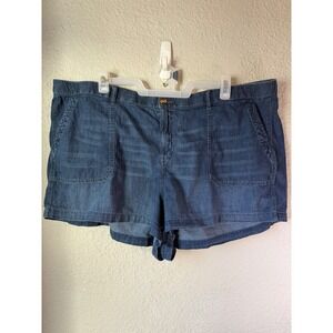 Torrid Chambray Shorts Womens Plus Size 28 Blue Casual Stretch